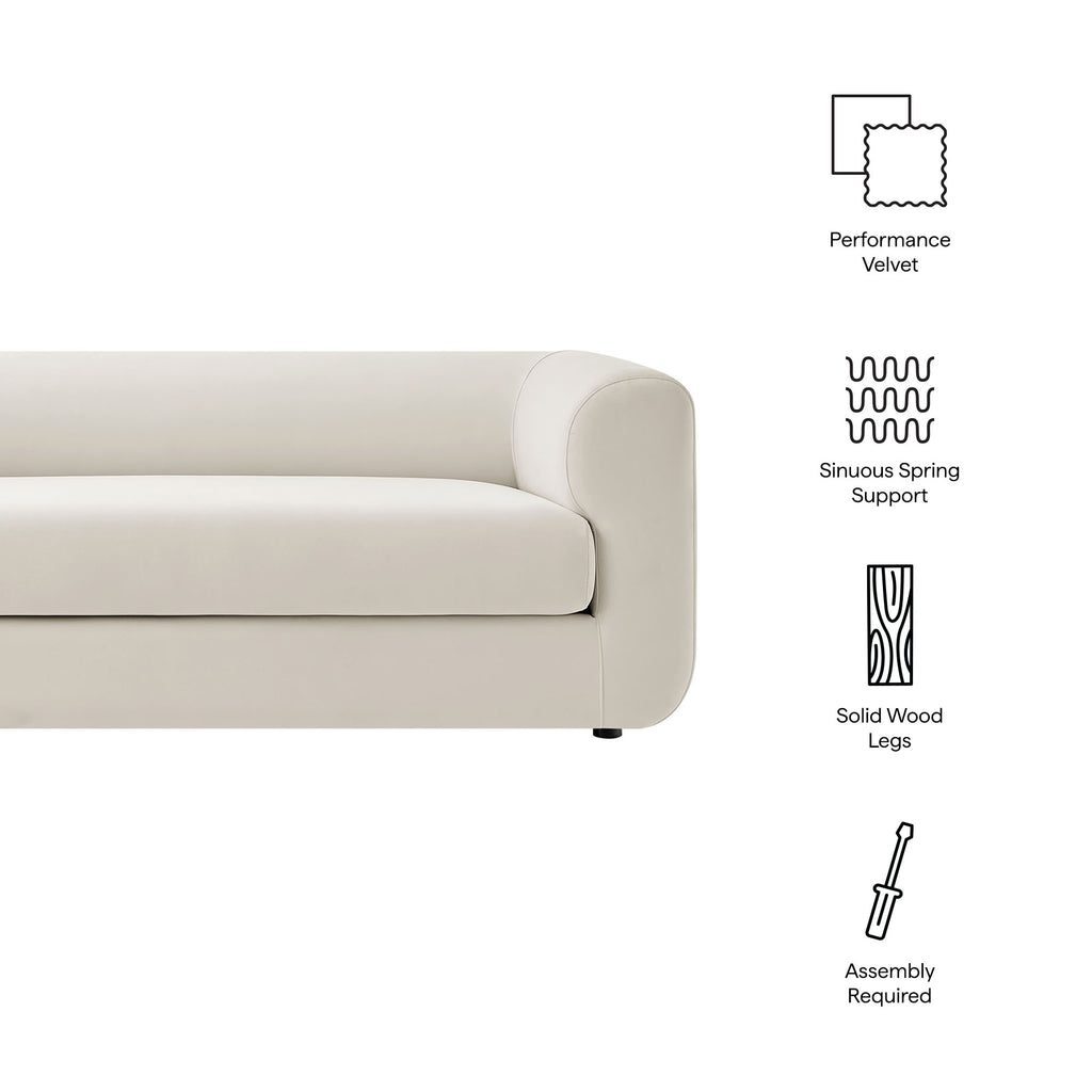 Leif 89" Performance Velvet Upholstered Sofa - Alabaster