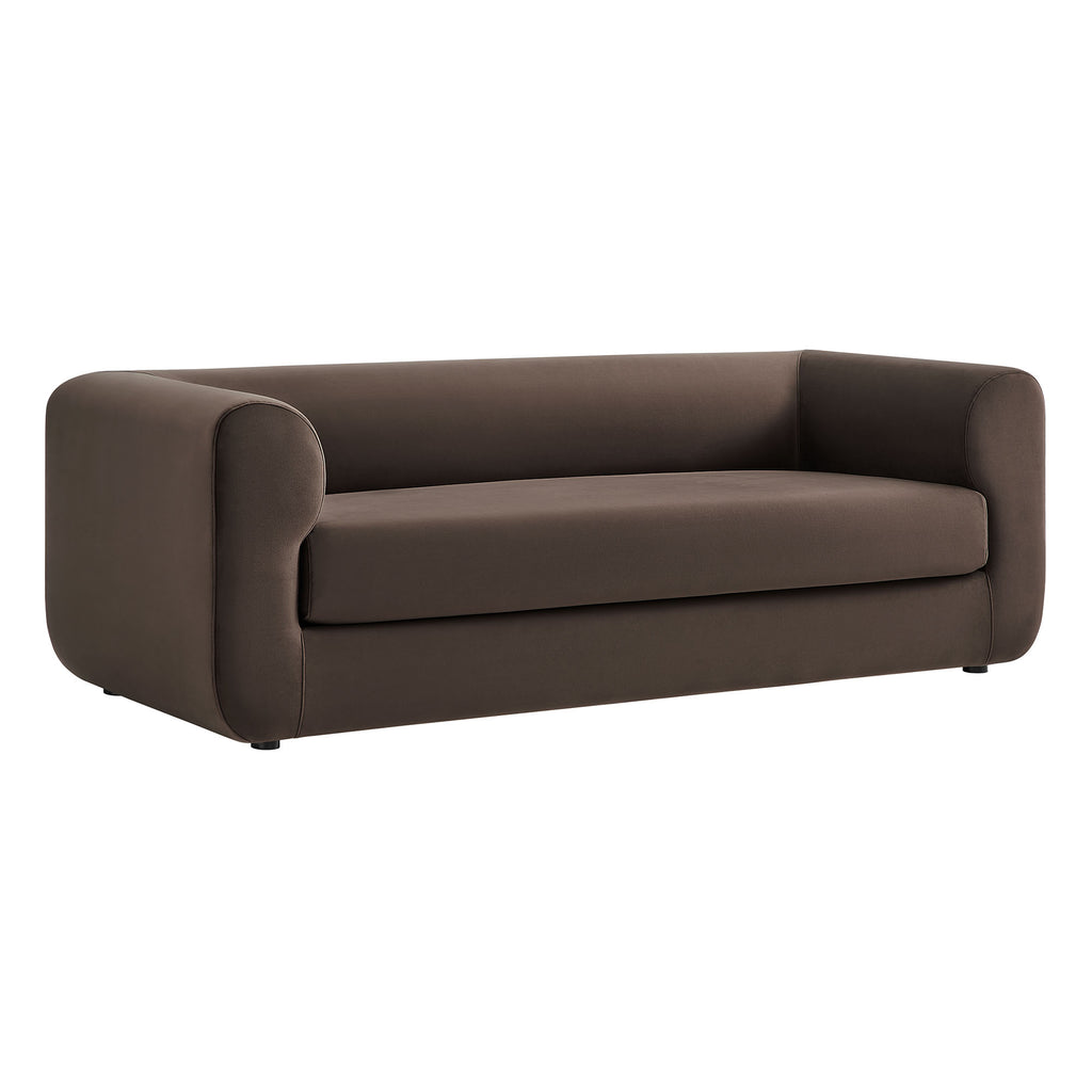 Leif 89" Performance Velvet Upholstered Sofa - Chocolate Brown