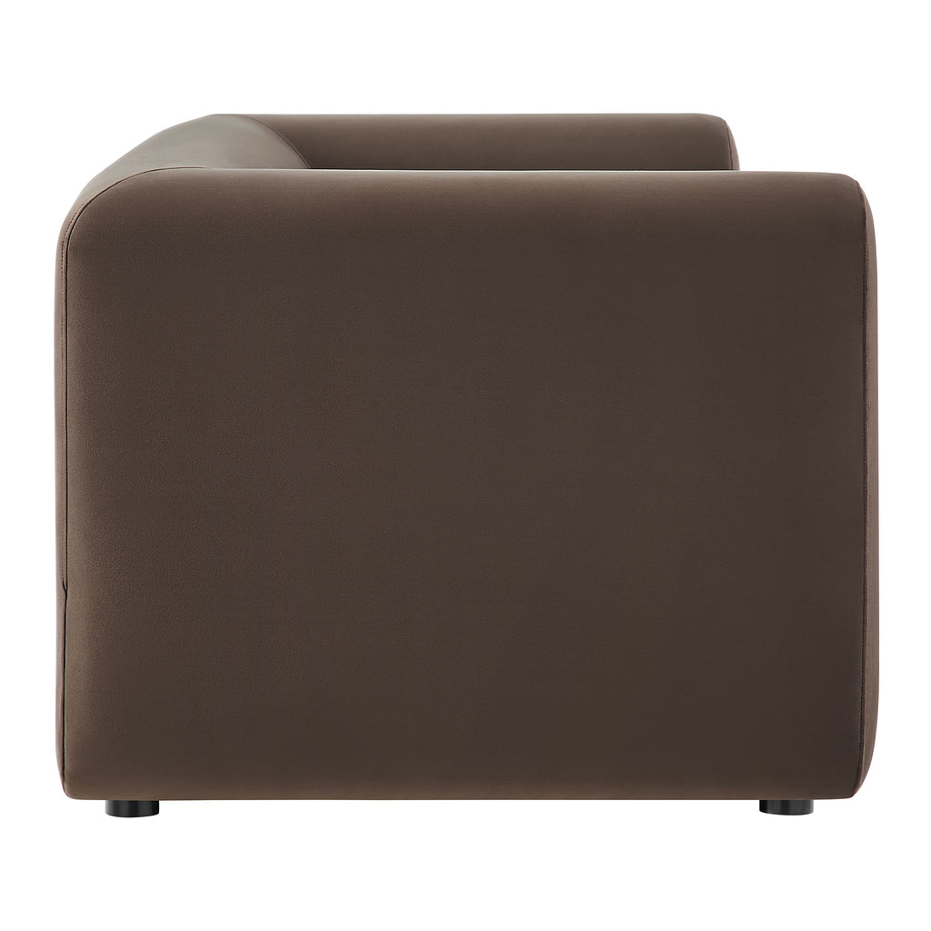 Leif 89" Performance Velvet Upholstered Sofa - Chocolate Brown