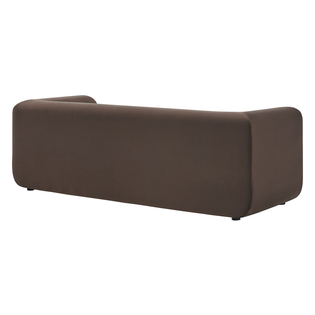 Leif 89" Performance Velvet Upholstered Sofa - Chocolate Brown