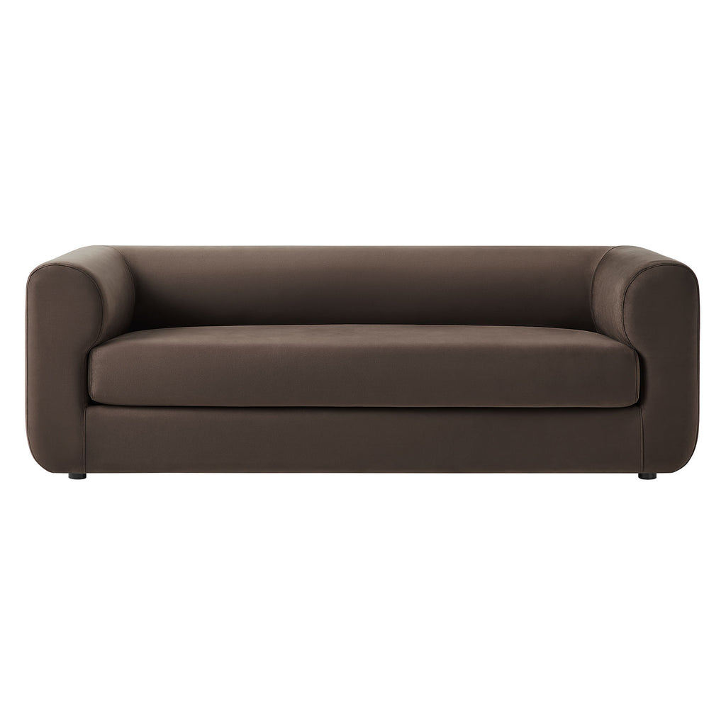 Leif 89" Performance Velvet Upholstered Sofa - Chocolate Brown