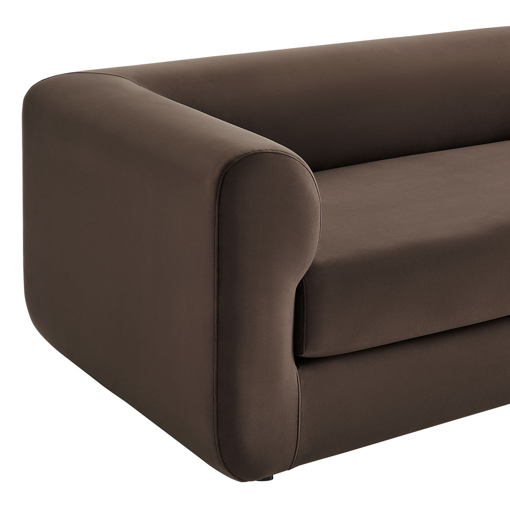 Leif 89" Performance Velvet Upholstered Sofa - Chocolate Brown