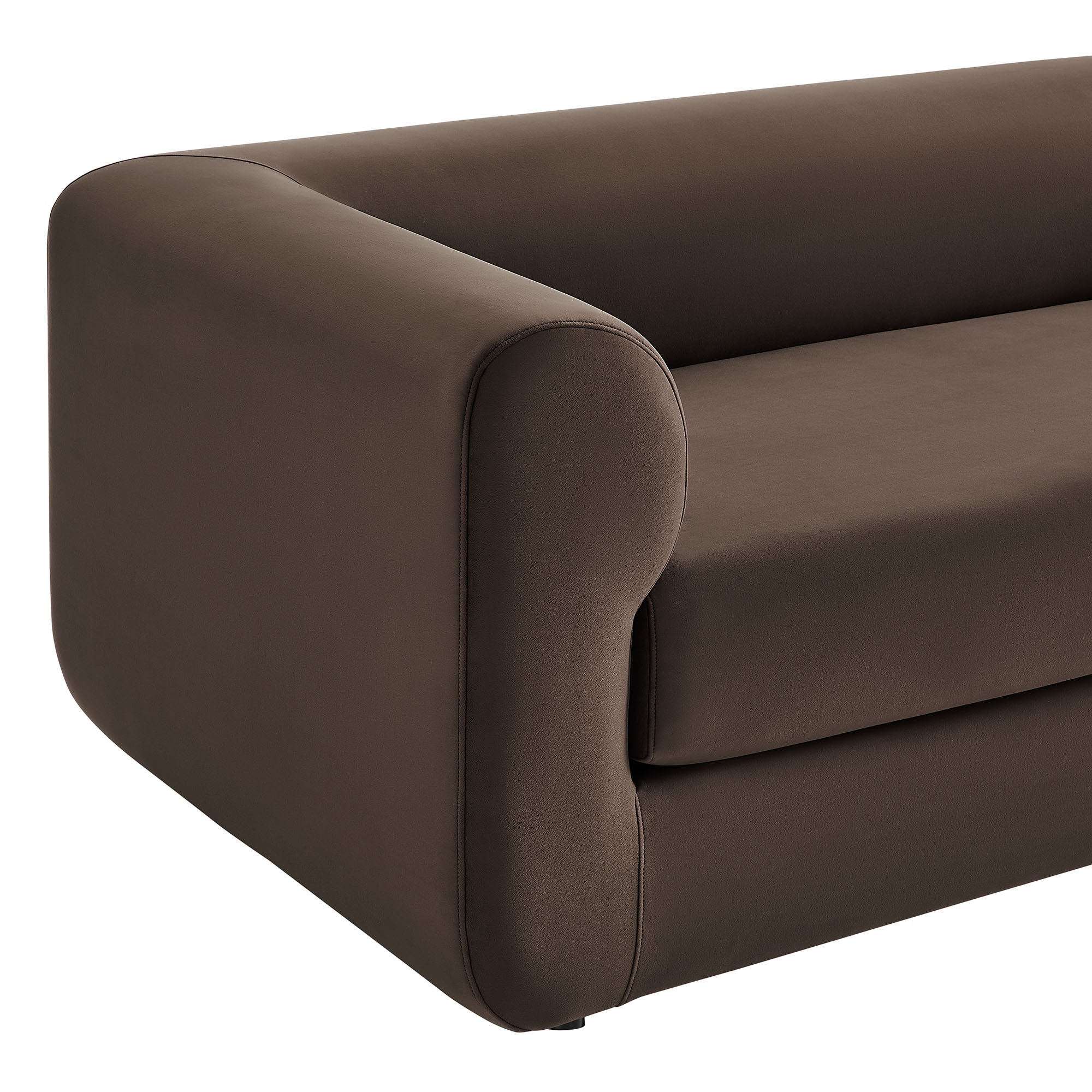 Leif 89" Performance Velvet Upholstered Sofa - Chocolate Brown