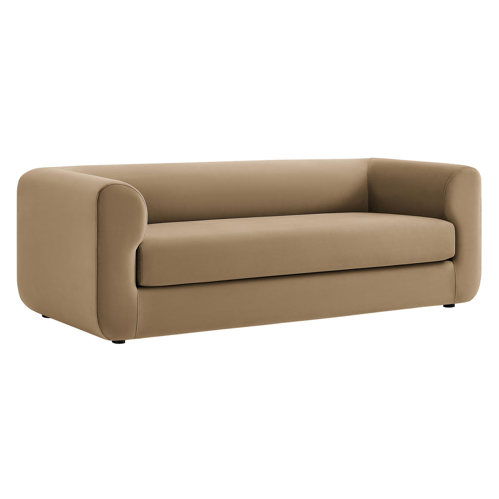 Leif 89" Performance Velvet Upholstered Sofa - Taupe