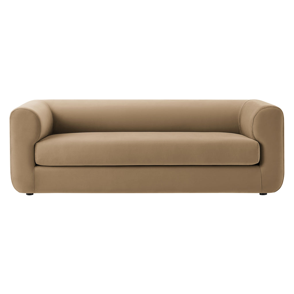 Leif 89" Performance Velvet Upholstered Sofa - Taupe