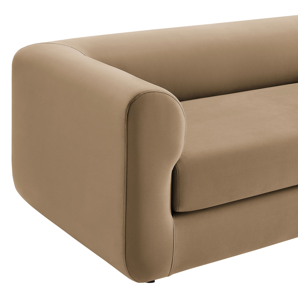Leif 89" Performance Velvet Upholstered Sofa - Taupe