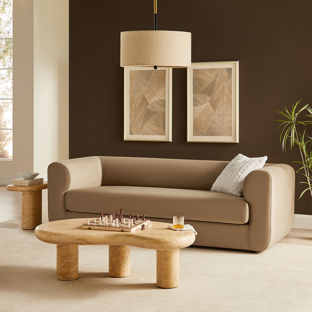 Leif 89" Performance Velvet Upholstered Sofa - Taupe