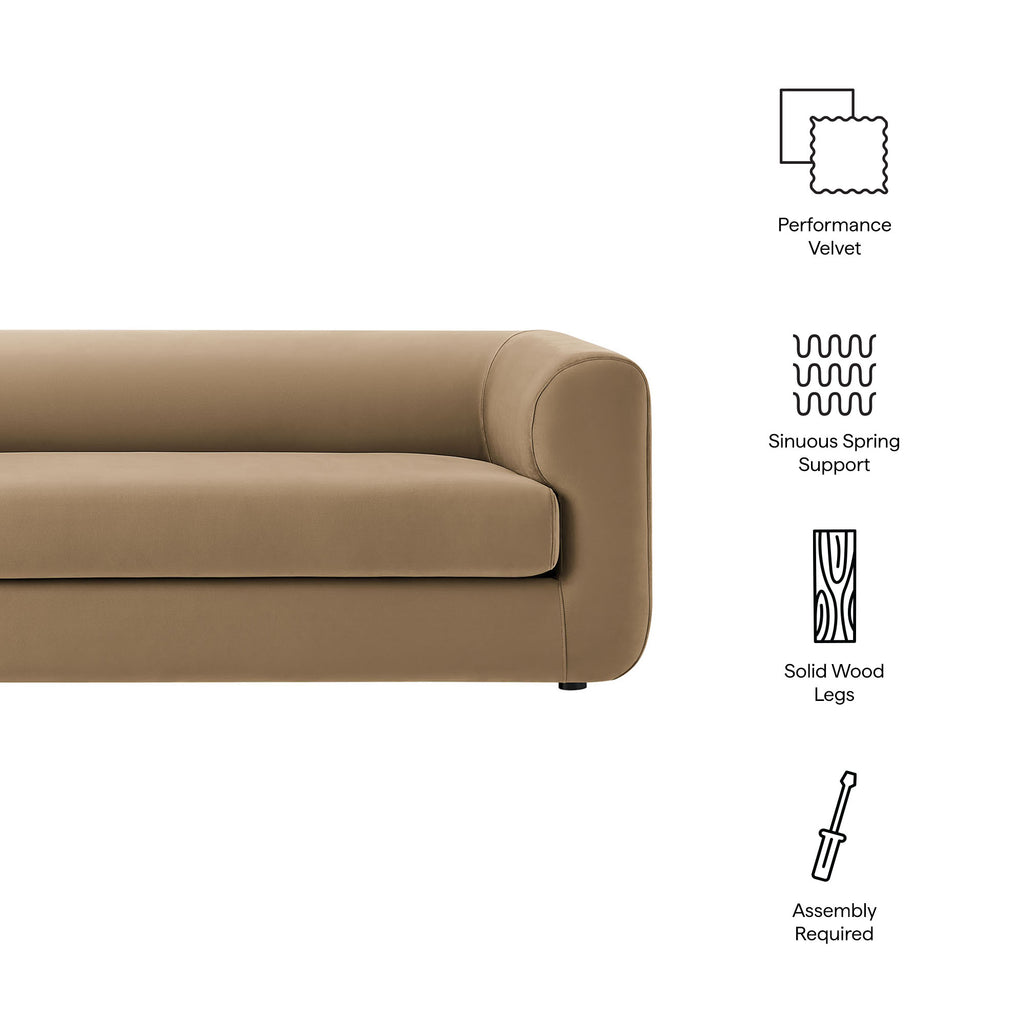 Leif 89" Performance Velvet Upholstered Sofa - Taupe