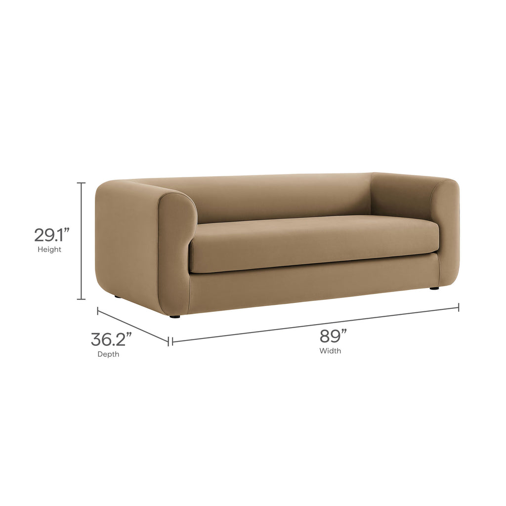 Leif 89" Performance Velvet Upholstered Sofa - Taupe