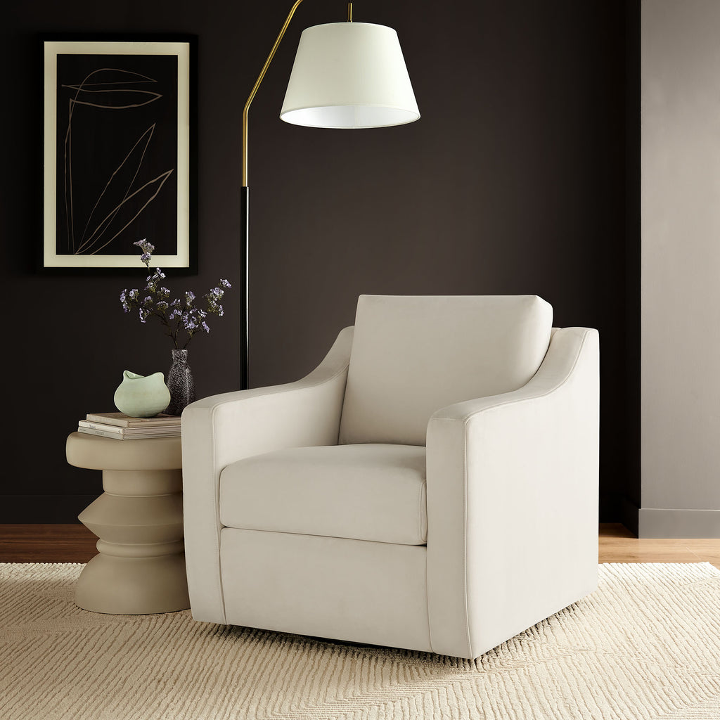 Liora Performance Velvet Armchair - Alabaster
