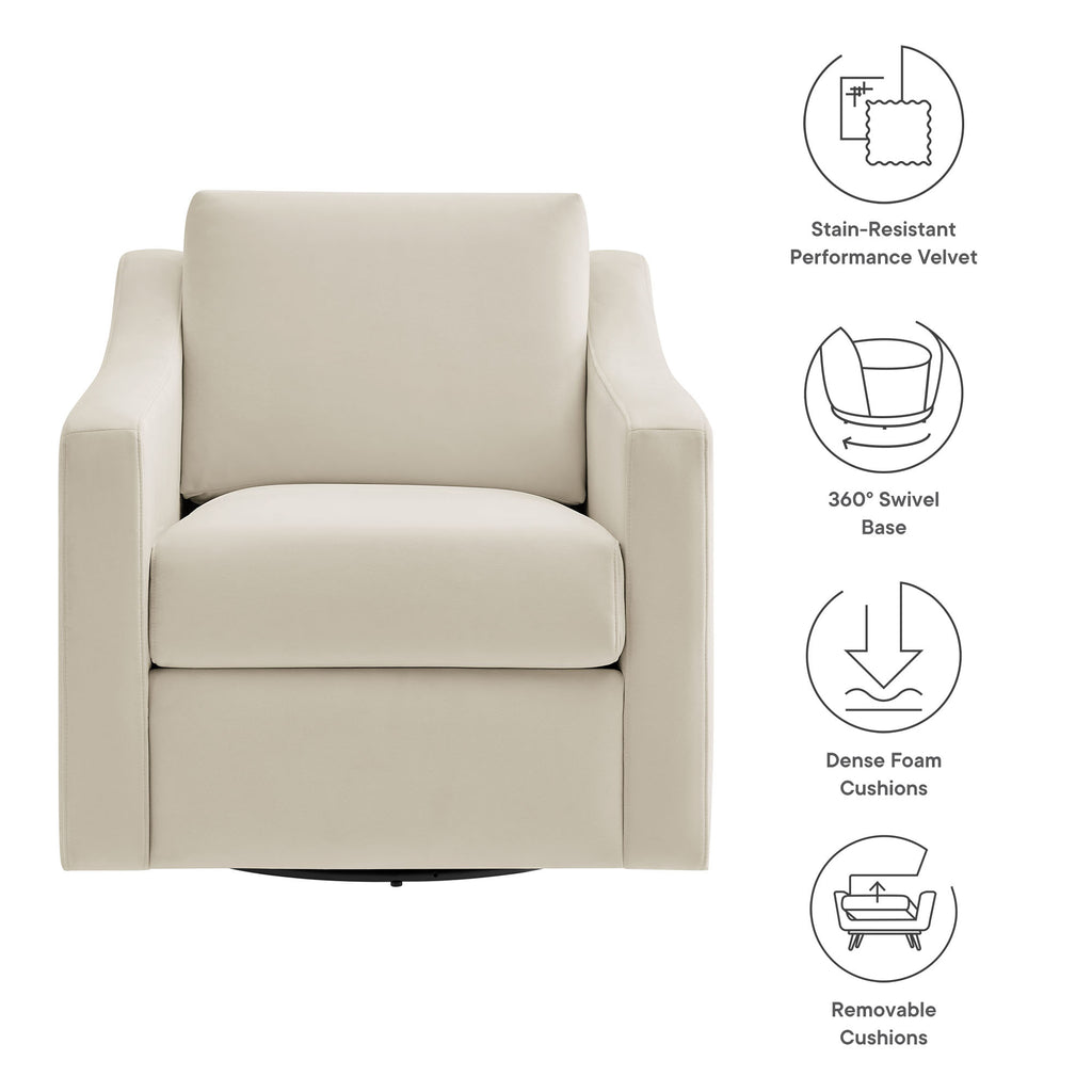 Liora Performance Velvet Armchair - Alabaster