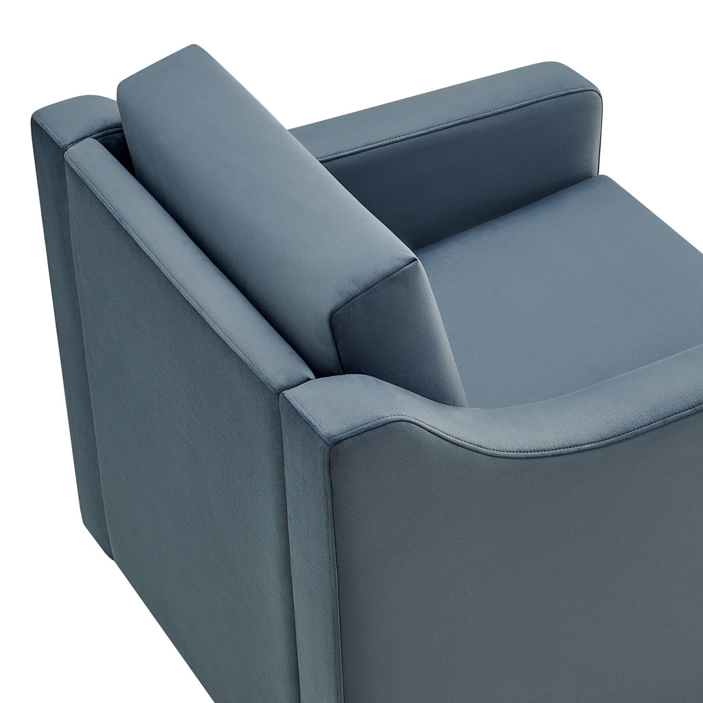 Liora Performance Velvet Armchair - Cadet Blue
