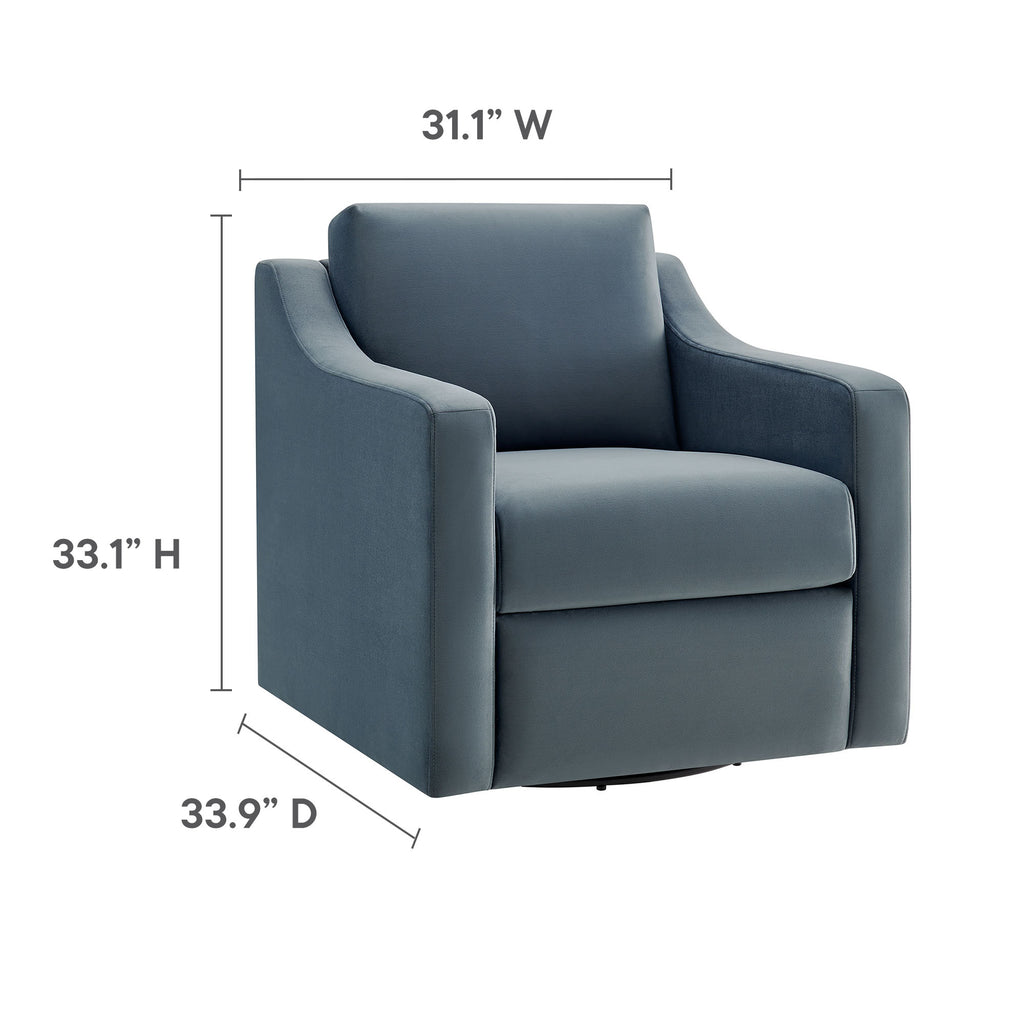 Liora Performance Velvet Armchair - Cadet Blue