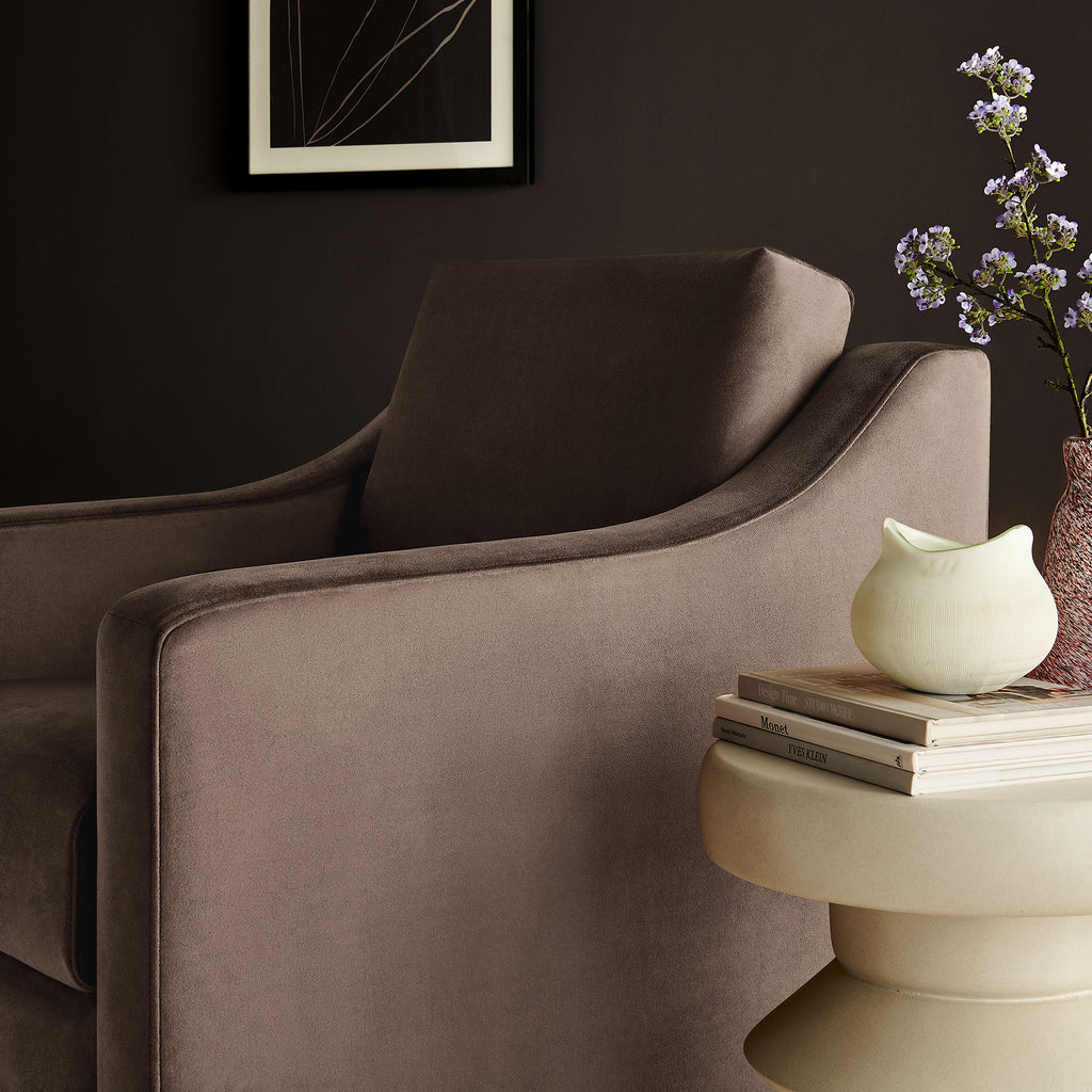 Liora Performance Velvet Armchair - Chocolate