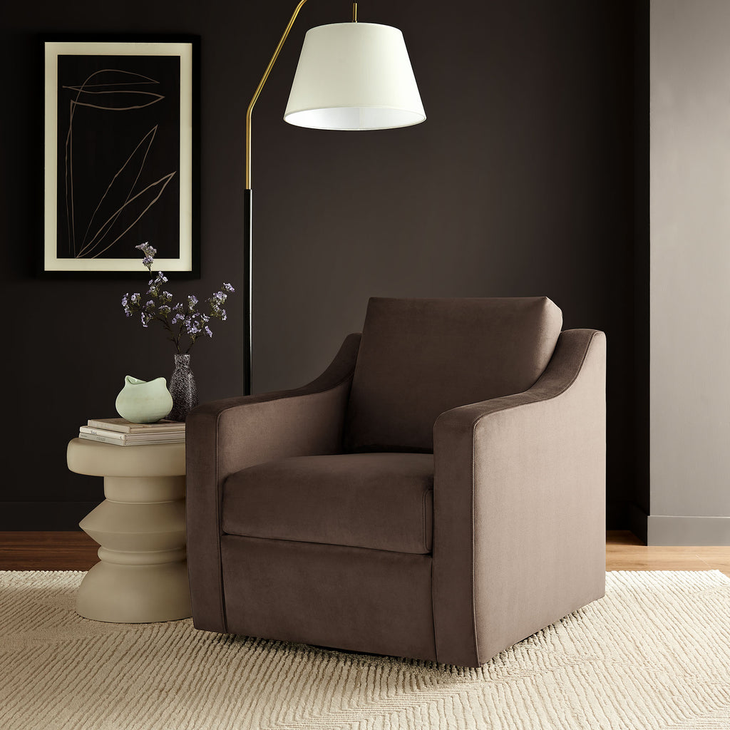 Liora Performance Velvet Armchair - Chocolate