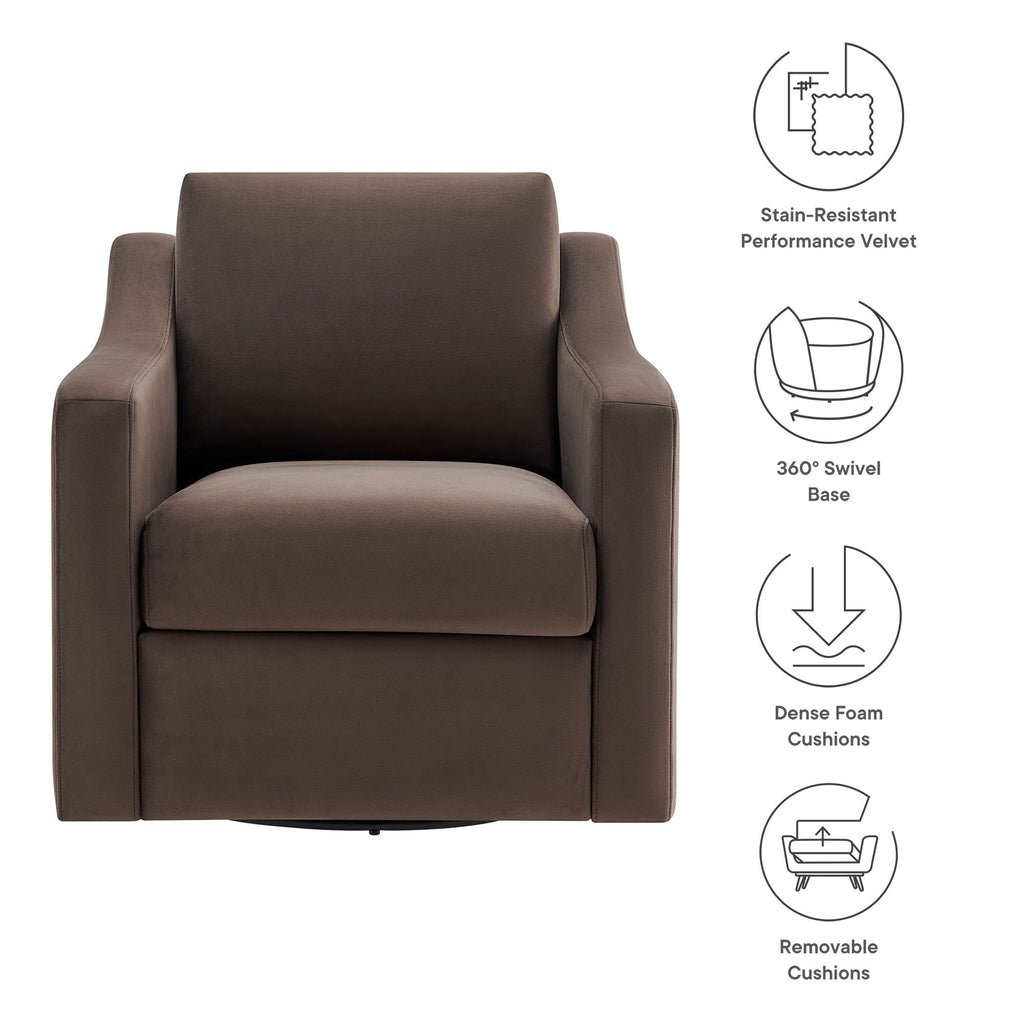 Liora Performance Velvet Armchair - Chocolate