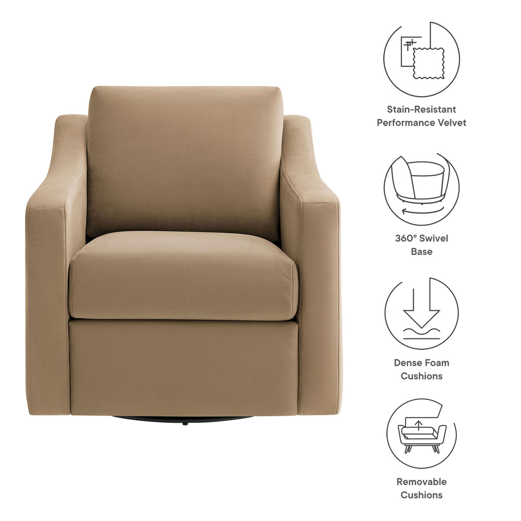 Liora Performance Velvet Armchair - Taupe