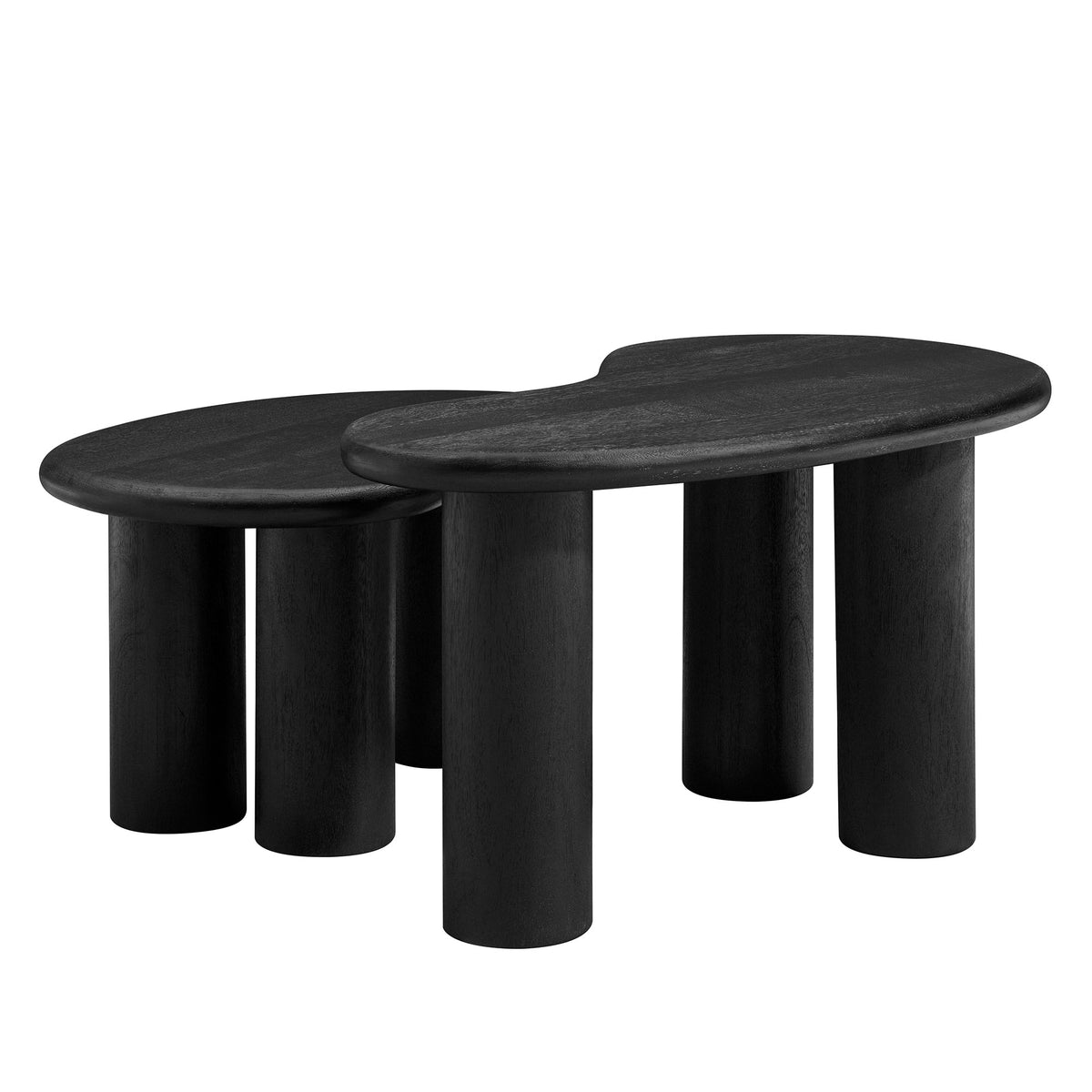 Hackney Mango Wood Nesting Coffee Table Set - Black
