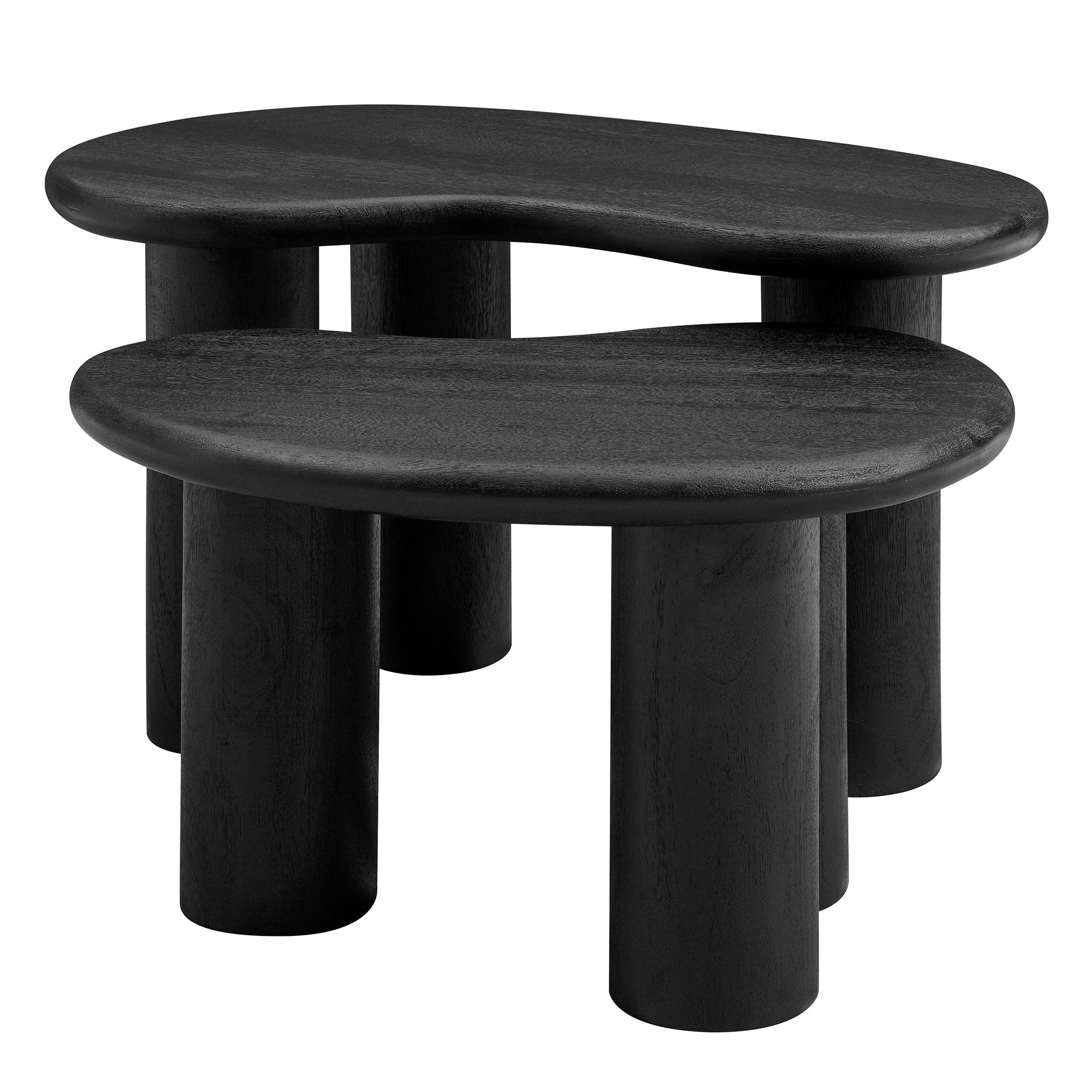 Hackney Mango Wood Nesting Coffee Table Set - Black