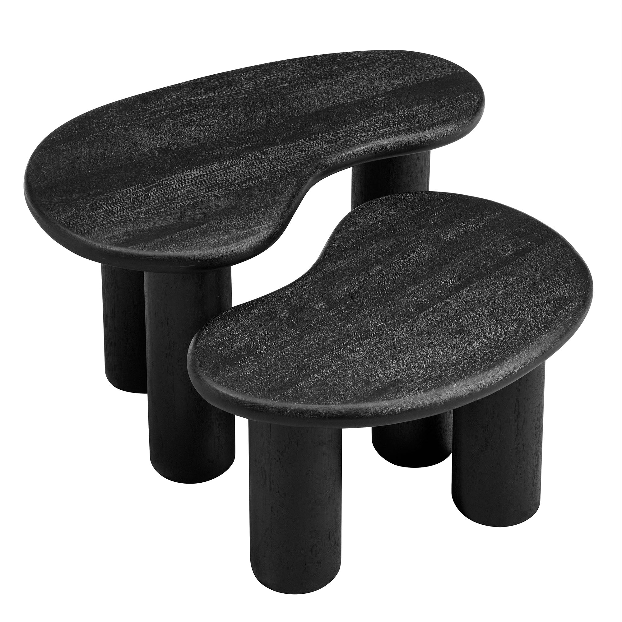 Hackney Mango Wood Nesting Coffee Table Set - Black