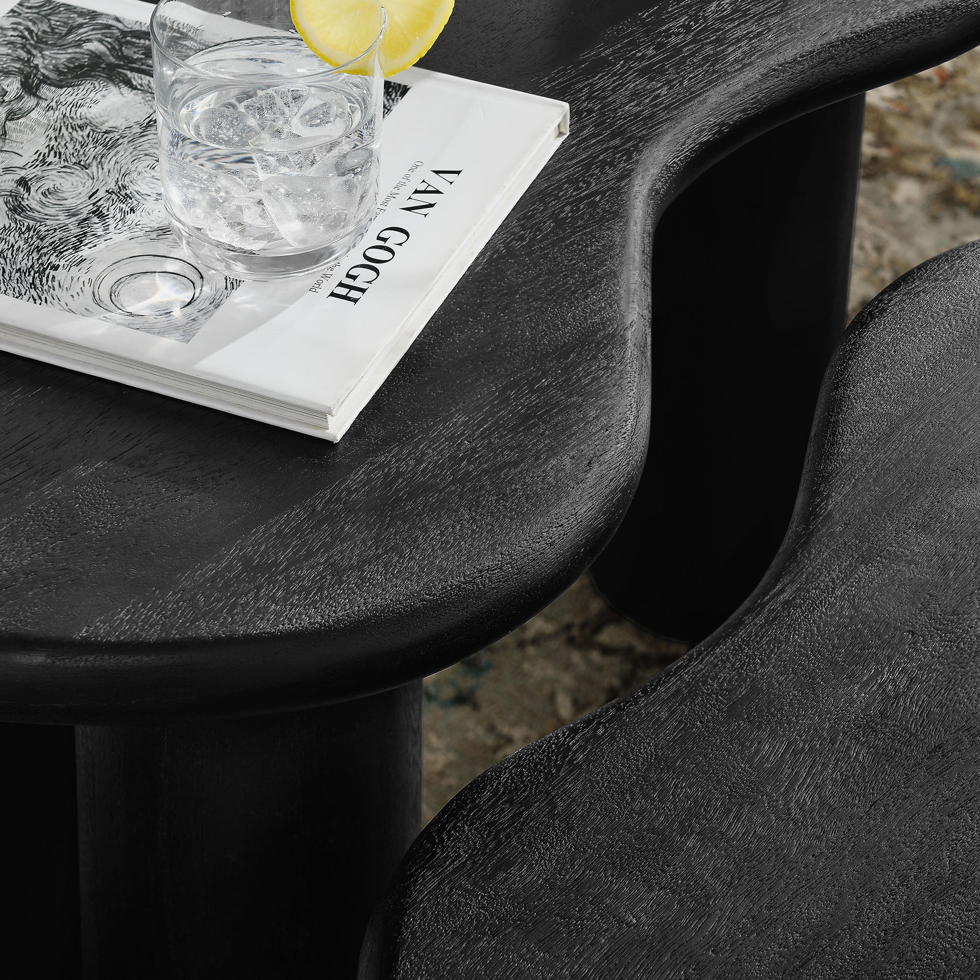 Hackney Mango Wood Nesting Coffee Table Set - Black