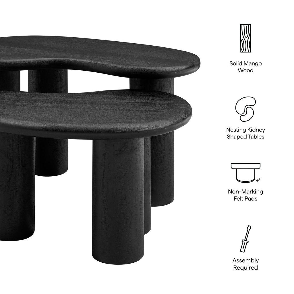 Hackney Mango Wood Nesting Coffee Table Set - Black