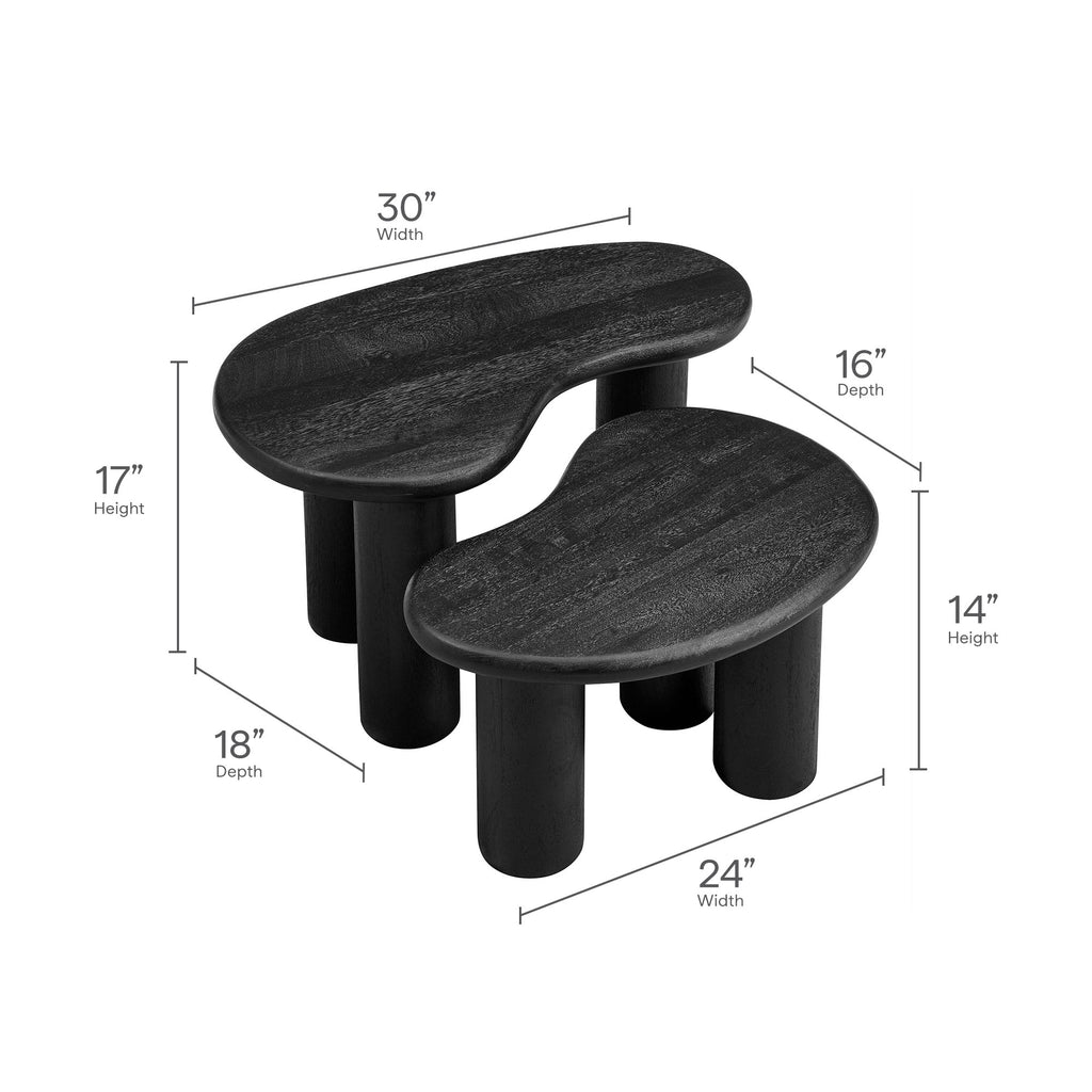 Hackney Mango Wood Nesting Coffee Table Set - Black