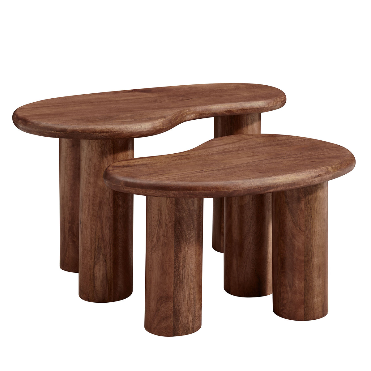 Hackney Mango Wood Nesting Coffee Table Set - Walnut