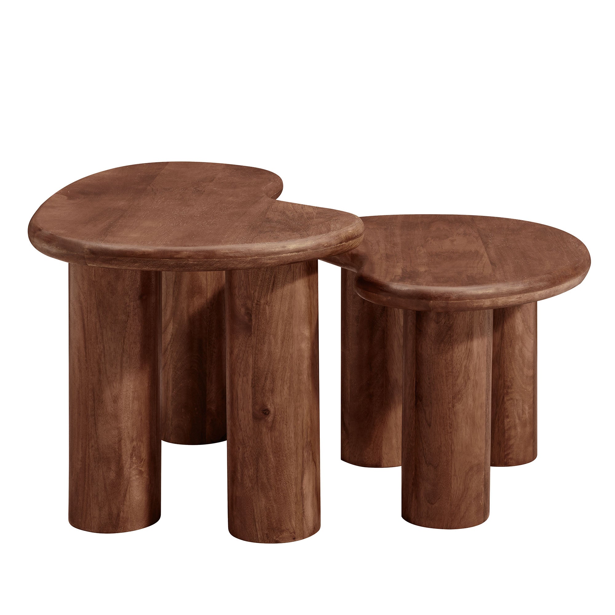 Hackney Mango Wood Nesting Coffee Table Set - Walnut