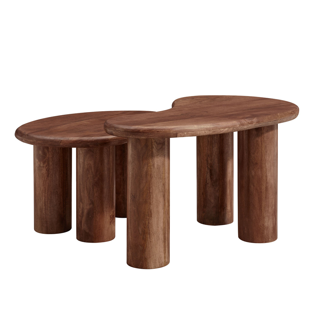 Hackney Mango Wood Nesting Coffee Table Set - Walnut