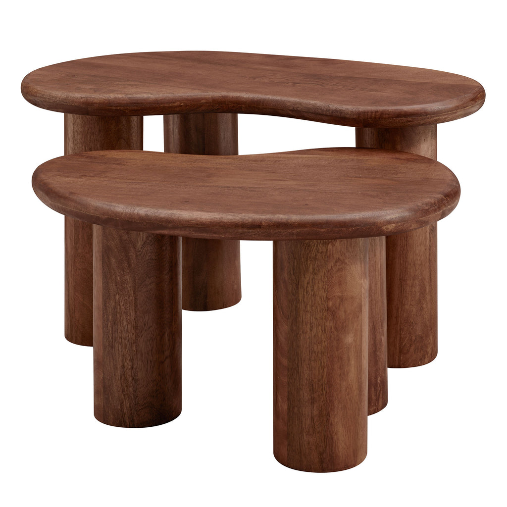 Hackney Mango Wood Nesting Coffee Table Set - Walnut