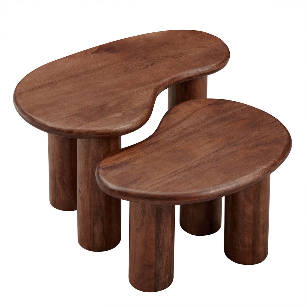 Hackney Mango Wood Nesting Coffee Table Set - Walnut