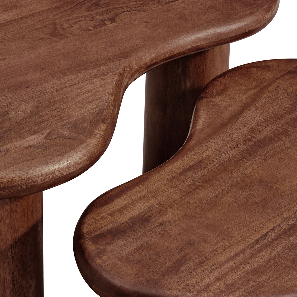 Hackney Mango Wood Nesting Coffee Table Set - Walnut