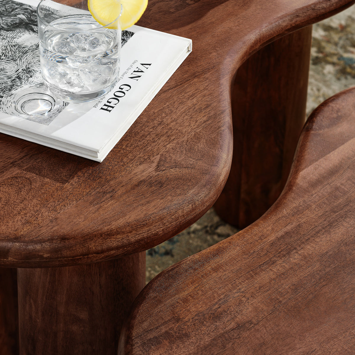 Hackney Mango Wood Nesting Coffee Table Set - Walnut