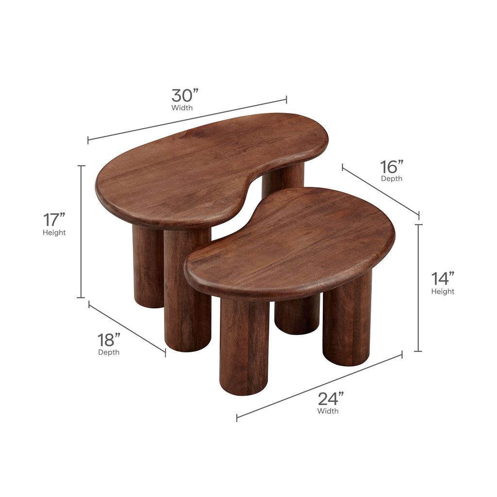 Hackney Mango Wood Nesting Coffee Table Set - Walnut