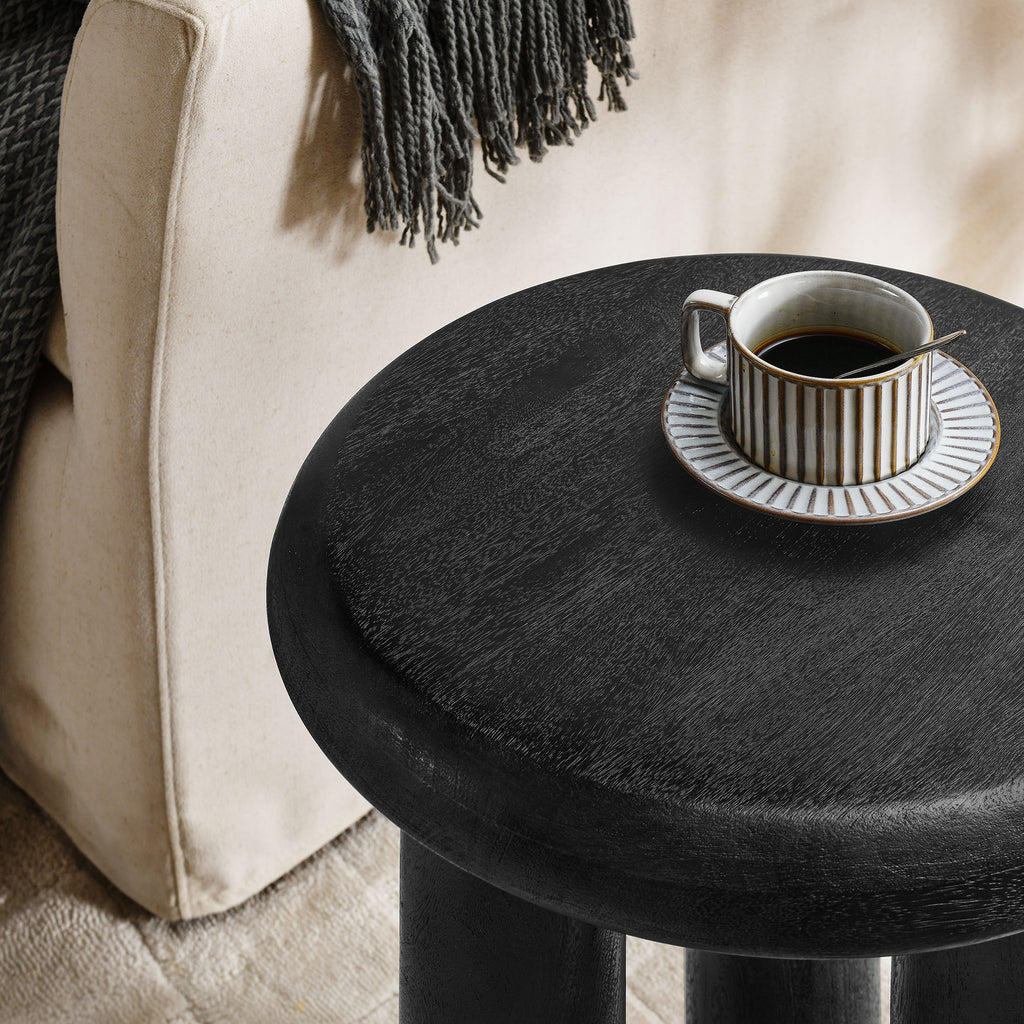 Mavina Mango Wood Side Table - Black