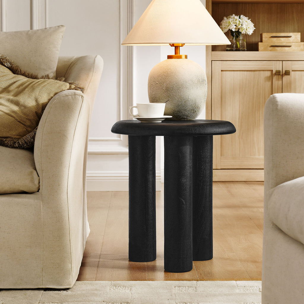 Mavina Mango Wood Side Table - Black