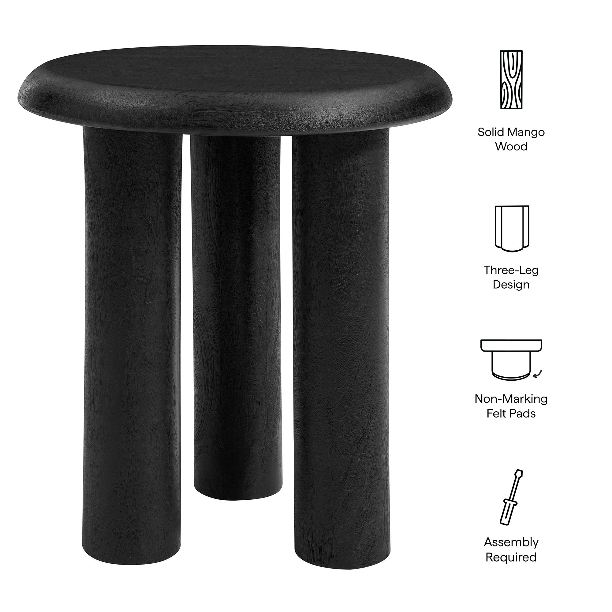 Mavina Mango Wood Side Table - Black