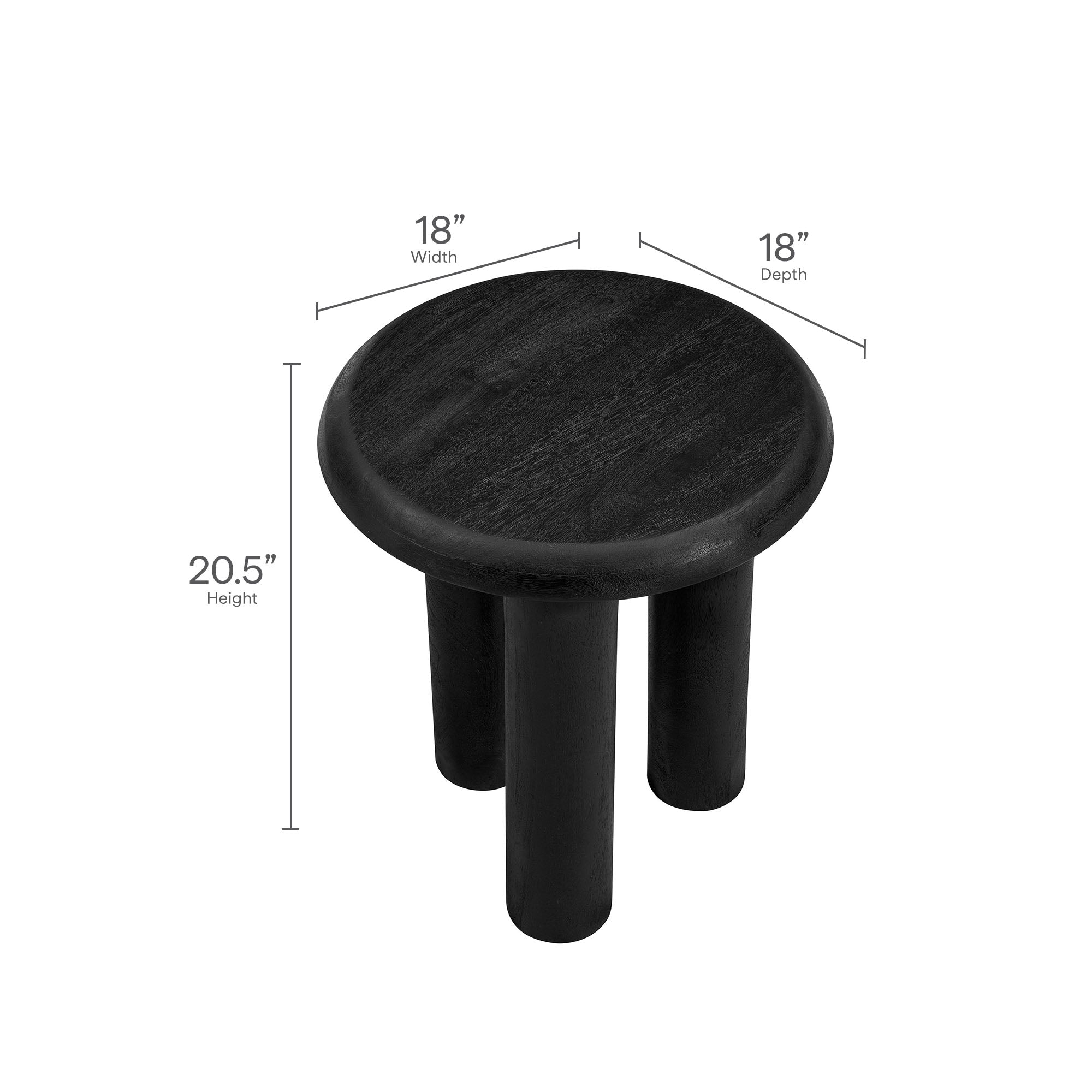Mavina Mango Wood Side Table - Black