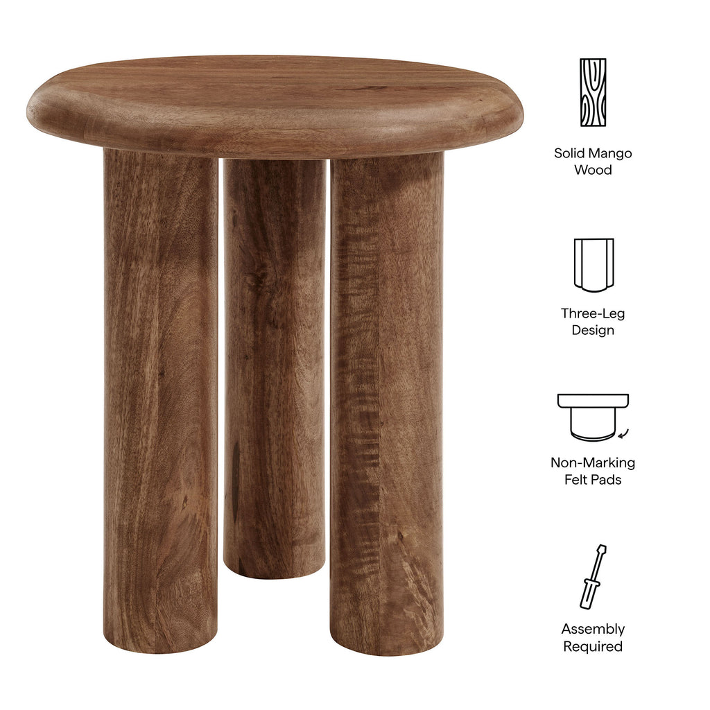 Mavina Mango Wood Side Table - Walnut