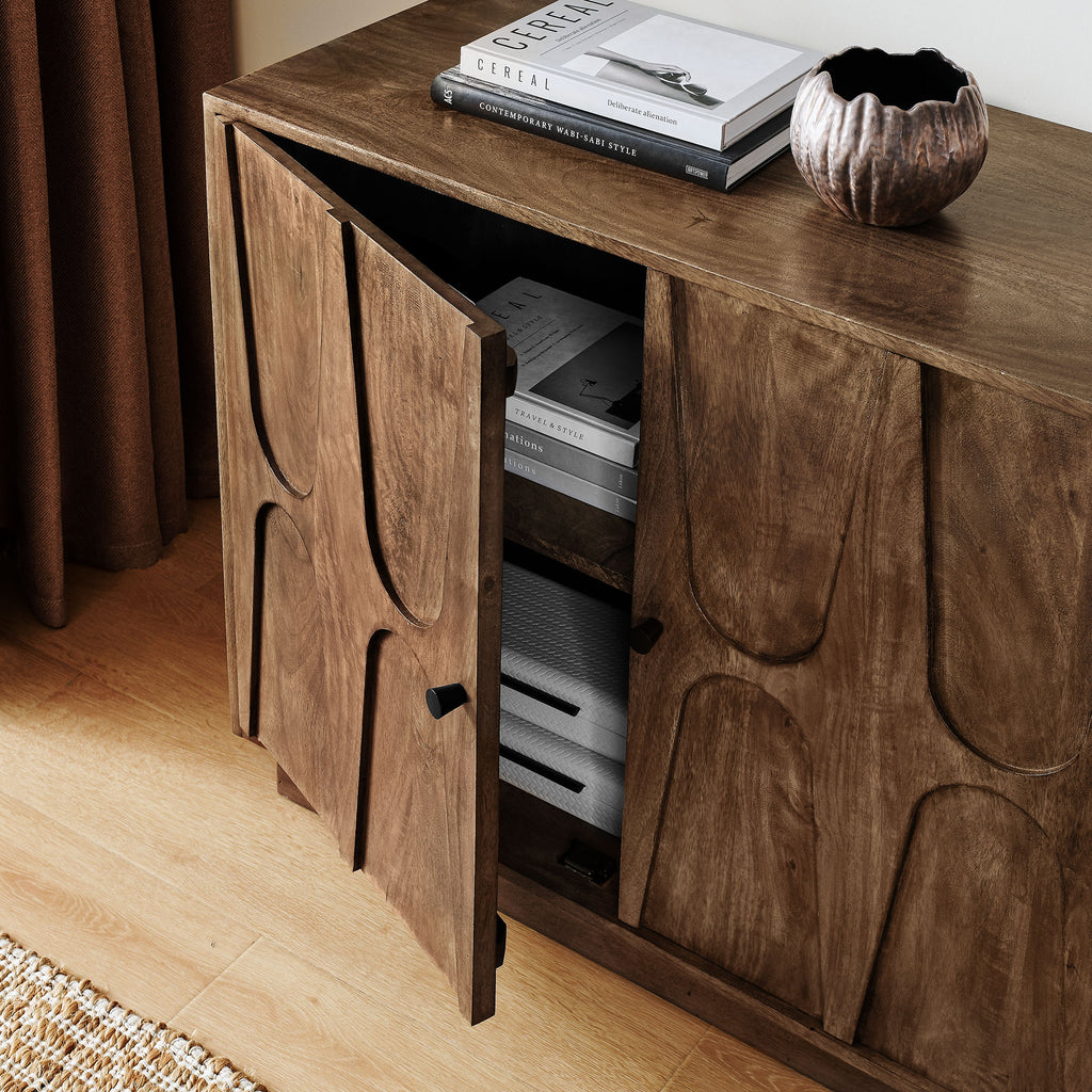 Veda 72" Mango Wood Sideboard Cabinet - Walnut