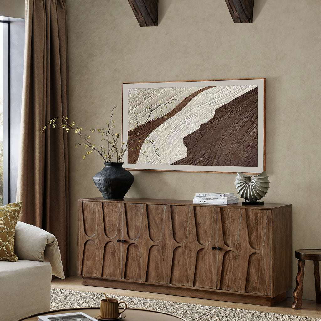 Veda 72" Mango Wood Sideboard Cabinet - Walnut