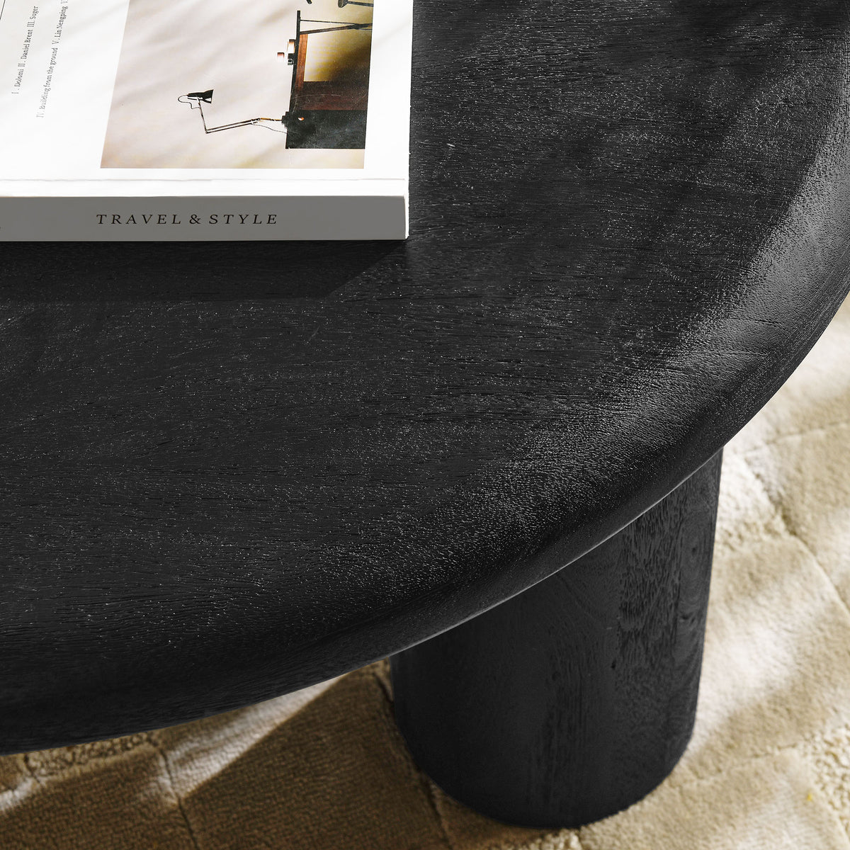 Mavina Round Mango Wood Coffee Table - Black