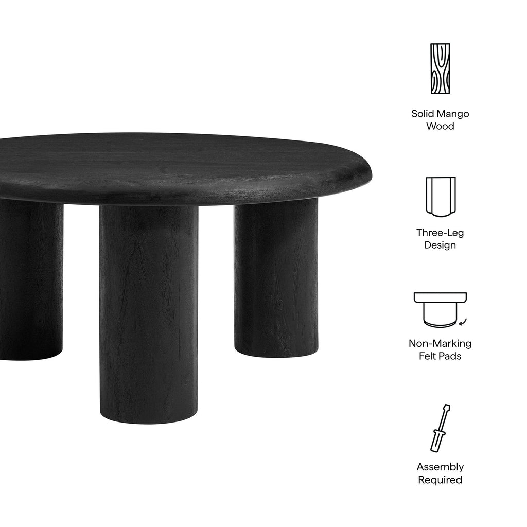 Mavina Round Mango Wood Coffee Table - Black