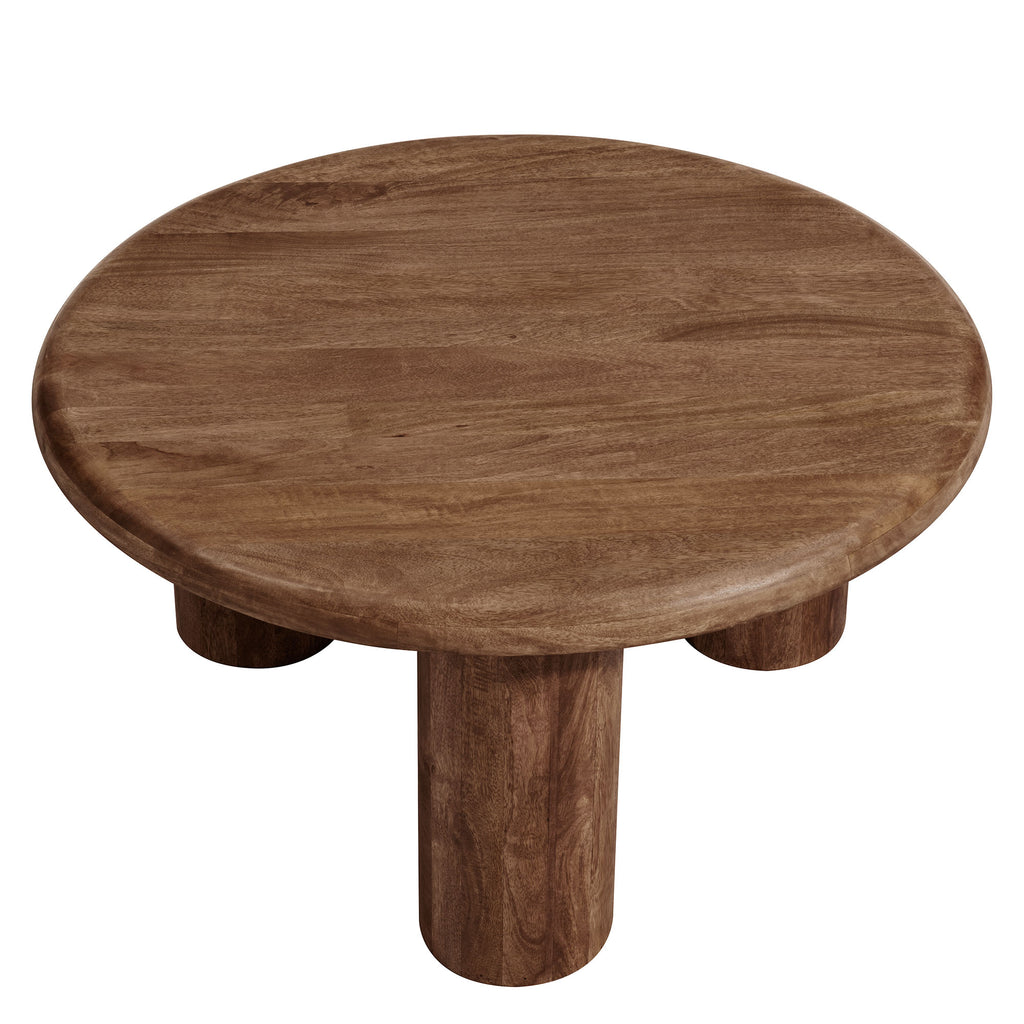 Mavina Round Mango Wood Coffee Table - Walnut