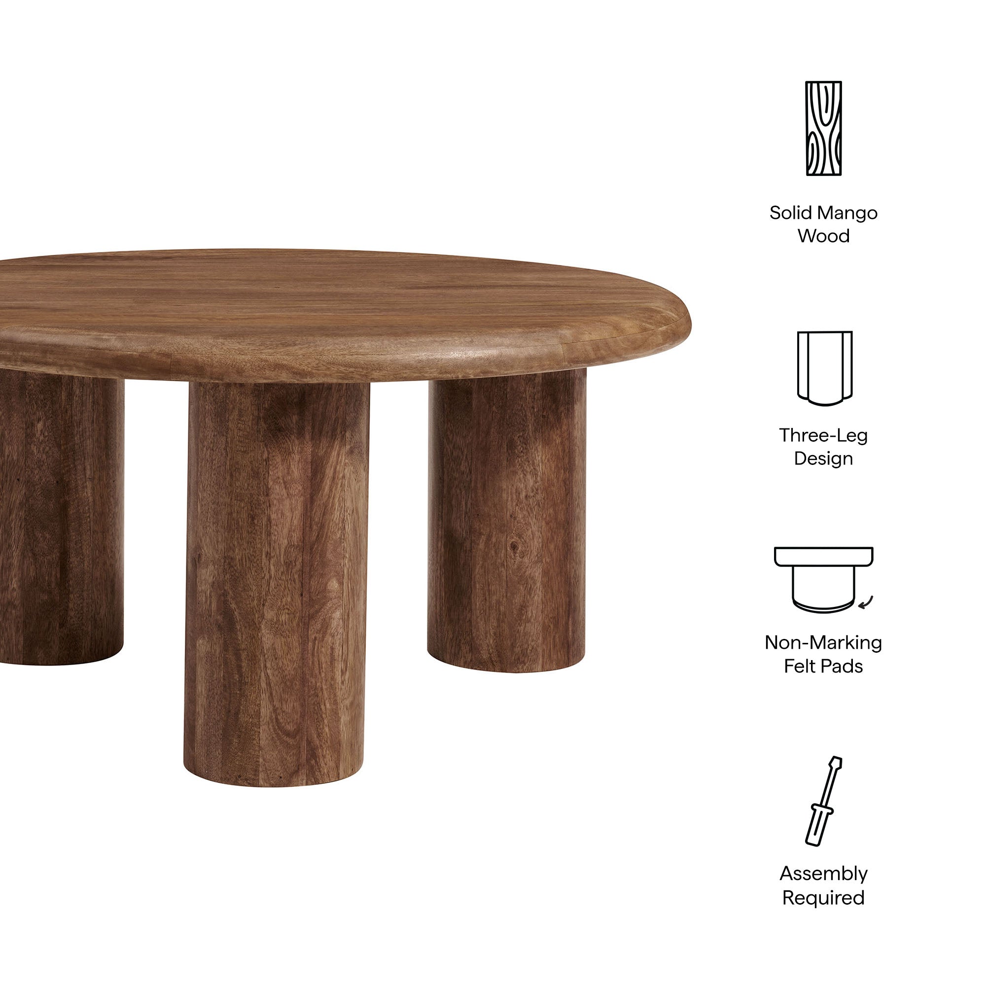 Mavina Round Mango Wood Coffee Table - Walnut