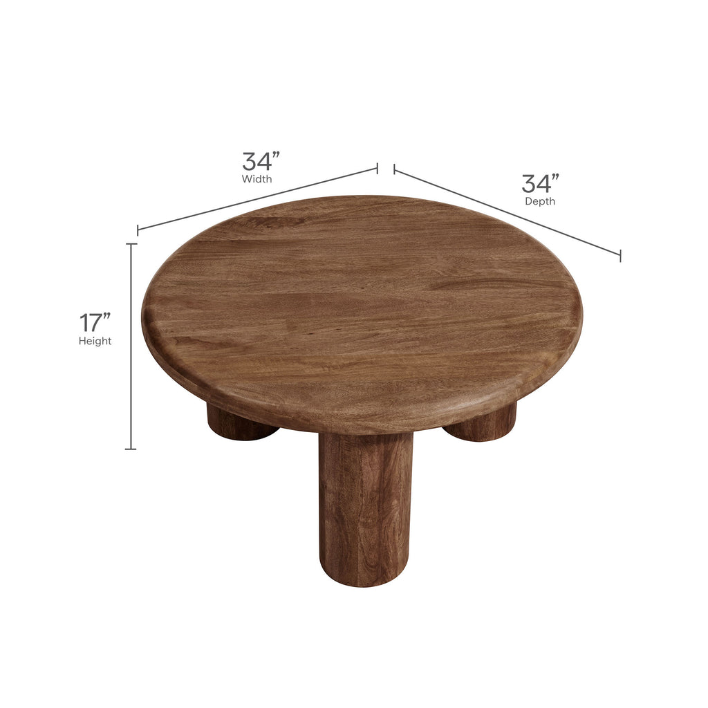 Mavina Round Mango Wood Coffee Table - Walnut