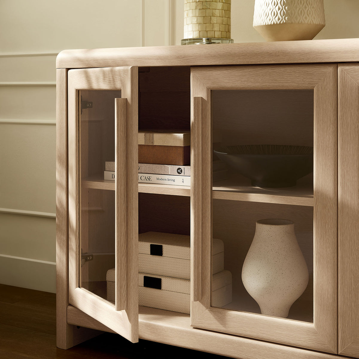 Evren 4-Door Sideboard Storage Display Cabinet - Ash