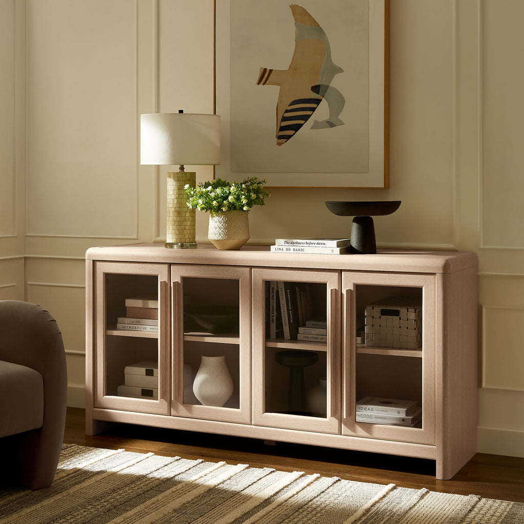 Evren 4-Door Sideboard Storage Display Cabinet - Ash