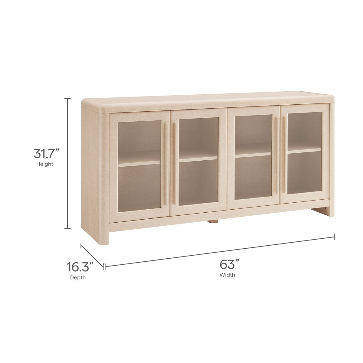 Evren 4-Door Sideboard Storage Display Cabinet - Ash